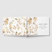 Witte en gouden bladeren Elegante herfstbruiloft Gastenboek (Volledig)