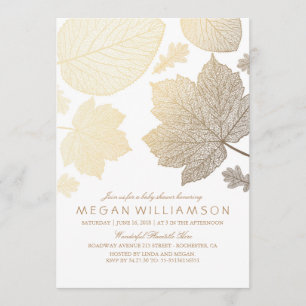 Witte en gouden bladeren Herfst Baby shower Kaart