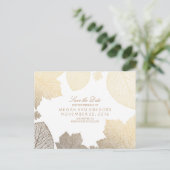 Witte en gouden bladeren herfst Save the date Aankondigingskaart (Staand voorkant)