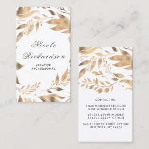 Witte en gouden bladeren Krans Modern Chic Visitekaartje