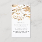 Witte en gouden bladeren Krans Modern Chic Visitekaartje (Achterkant)
