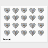 Witte en gouden bloem hart sticker (Vel)