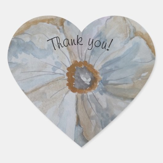 Witte en gouden bloem hart sticker (Voorkant)