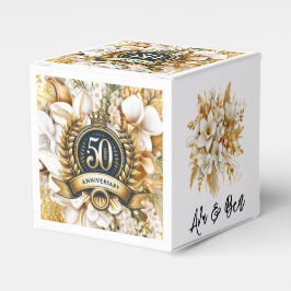 Witte en gouden bloemen 50e Jubileum Bedankdoosjes