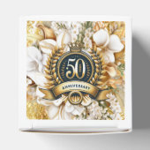 Witte en gouden bloemen 50e Jubileum Bedankdoosjes (Bovenkant)