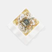 Witte en gouden bloemen 50e Jubileum Servet (Hoek)