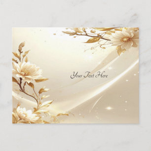 Witte en gouden bloemen ansichtkaart briefkaart