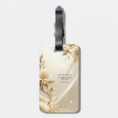 Witte en gouden bloemen bagagelabel (Achterkant verticaal)