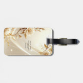 Witte en gouden bloemen bagagelabel (Achterkant horizontaal)