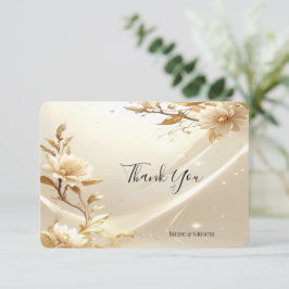 Witte en Gouden Bloemen Bedankkaart