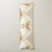 Witte en Gouden Bloemen Body Kussen (Achterkant (Verticaal))