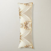 Witte en Gouden Bloemen Body Kussen (Voorkant Verticaal)