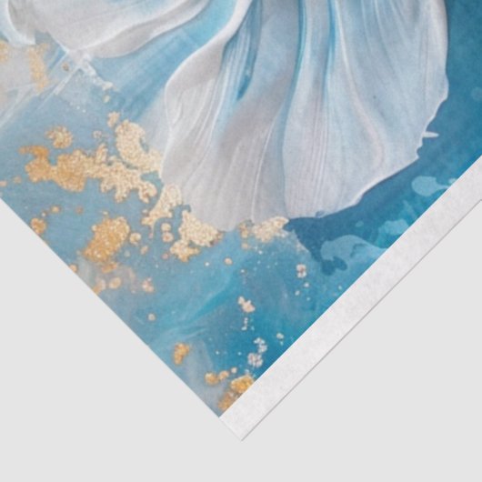 Witte en gouden bloemen bruiloft decoupage tissuepapier (Detail)