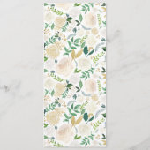 Witte en gouden bloemen bruiloft Menu Kaart (Achterkant)