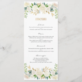 Witte en gouden bloemen bruiloft Menu Kaart