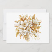 Witte en gouden bloemen bruiloft RSVP Kaarten (Achterkant)