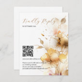 Witte en gouden bloemen bruiloft RSVP kaartje (Voorkant / Achterkant)