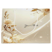 Witte en gouden bloemen cadeautas (Voorkant)