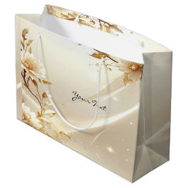 Witte en gouden bloemen cadeautas