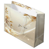 Witte en gouden bloemen cadeautas (Voorkant Gekanteld)