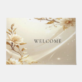 Witte en gouden bloemen deurmat