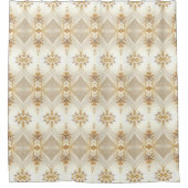 Witte en gouden bloemen douchegordijn (Voorkant)