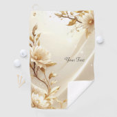 Witte en Gouden Bloemen Golf Handdoek (Insitu)