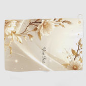 Witte en Gouden Bloemen Golf Handdoek (Horizontaal)