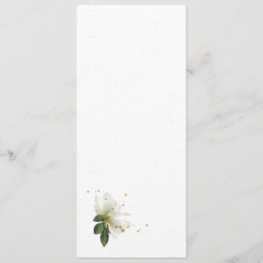 witte en gouden bloemen groen huwelijk menu (Achterkant)