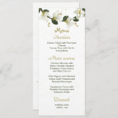 witte en gouden bloemen groen huwelijk menu (Voorkant / Achterkant)