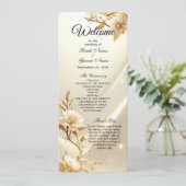Witte en Gouden Bloemen Huwelijksprogramma Programmakaart (Staand voorkant)