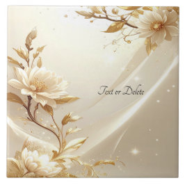 Witte en gouden bloemen keramische tegel tegeltje
