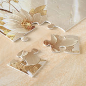 Witte en Gouden Bloemen Legpuzzel (Zijkant)