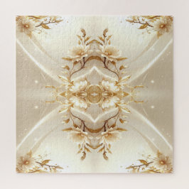 Witte en Gouden Bloemen Legpuzzel
