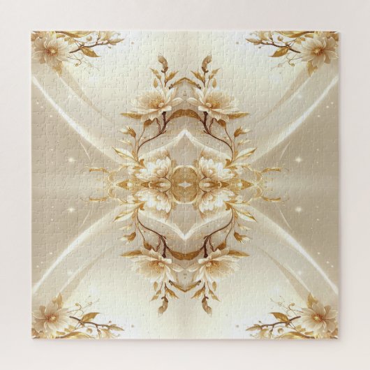 Witte en Gouden Bloemen Legpuzzel (Verticaal)