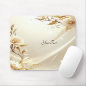Witte en gouden bloemen muismat (Met muis)
