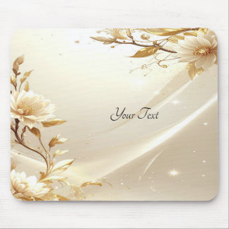 Witte en gouden bloemen muismat