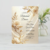 Witte en Gouden Bloemen Oefendiner Kaart (Staand voorkant)