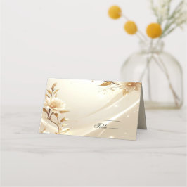 Witte en Gouden Bloemen Plaatskaart Plaatskaartje