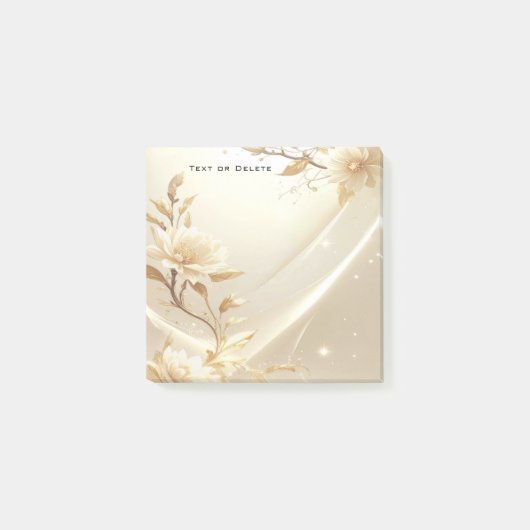 Witte en Gouden Bloemen Post-it Notities Post-it® Notes (Voorkant)