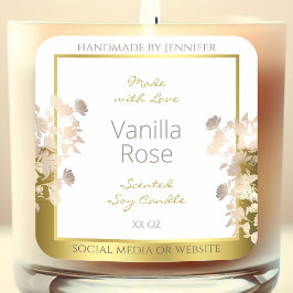 Witte en Gouden Bloemen Product Verpakkingsetikett Vierkante Sticker