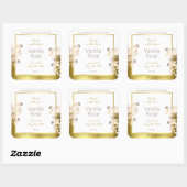 Witte en Gouden Bloemen Product Verpakkingsetikett Vierkante Sticker (Vel)