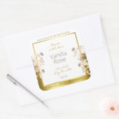 Witte en Gouden Bloemen Product Verpakkingsetikett Vierkante Sticker (Envelop)