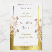 Witte en Gouden Bloemen Product Verpakkingsetikett Voedselcontainer Etiket (Enkel label)