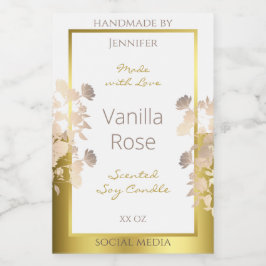 Witte en Gouden Bloemen Product Verpakkingsetikett Voedselcontainer Etiket