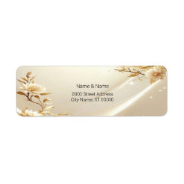 Witte en gouden bloemen retouradreslabel etiket