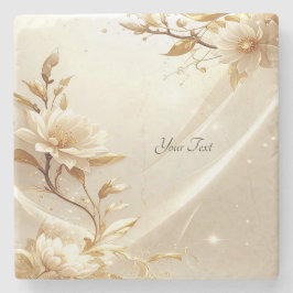 Witte en gouden bloemen stenen onderzetter