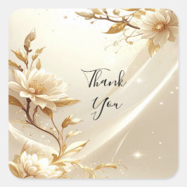 Witte en gouden bloemen sticker