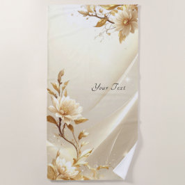 Witte en gouden bloemen strandhanddoek strandlaken