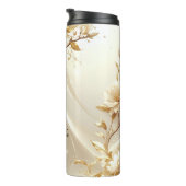 Witte en Gouden Bloemen Thermosbeker (Geroteerd rechts)